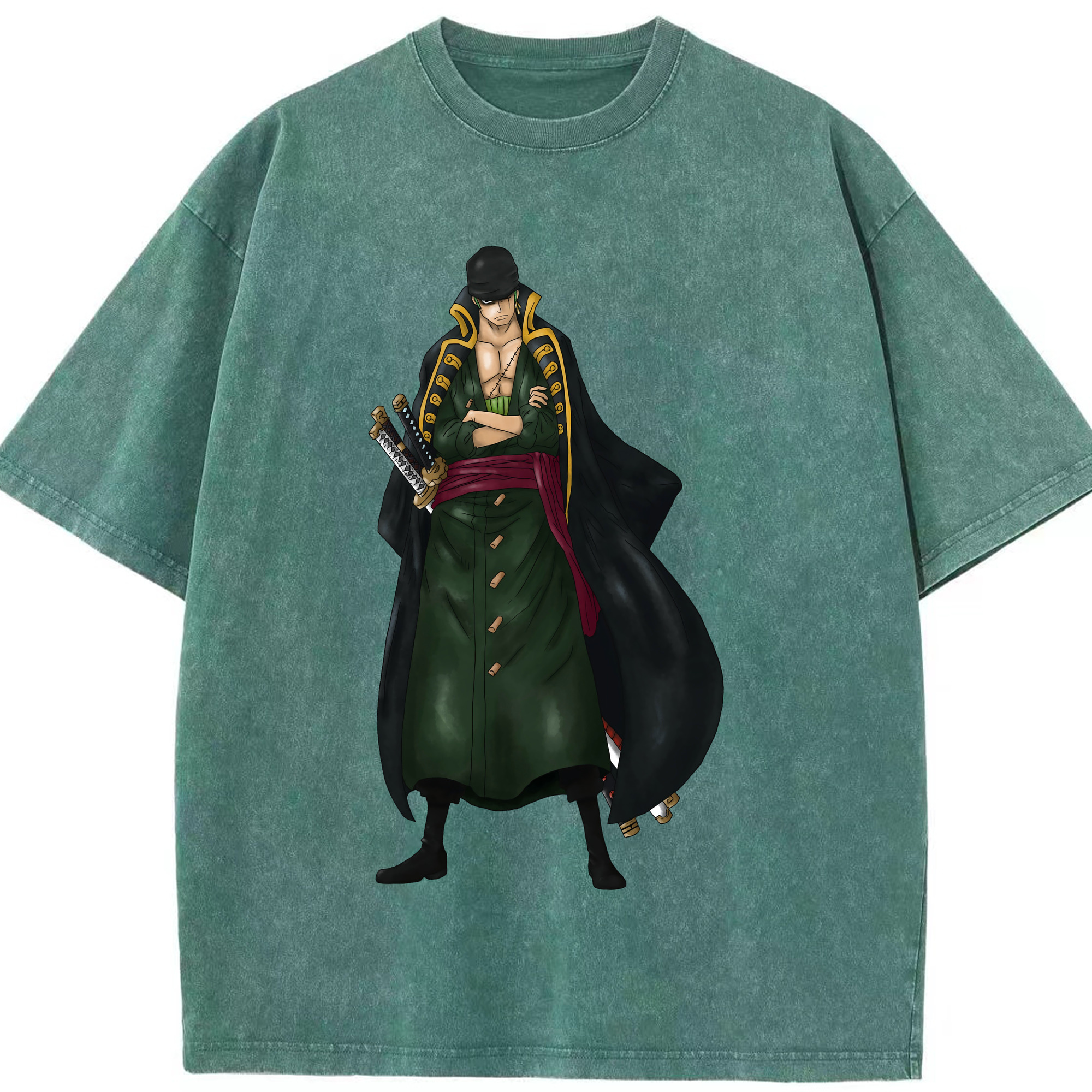 ワンピース ロロノア・ゾロ ONE PIECE Roronoa Zoro 綿100% ヴィンテージ風 半袖Tシャツ（フロントプリント）